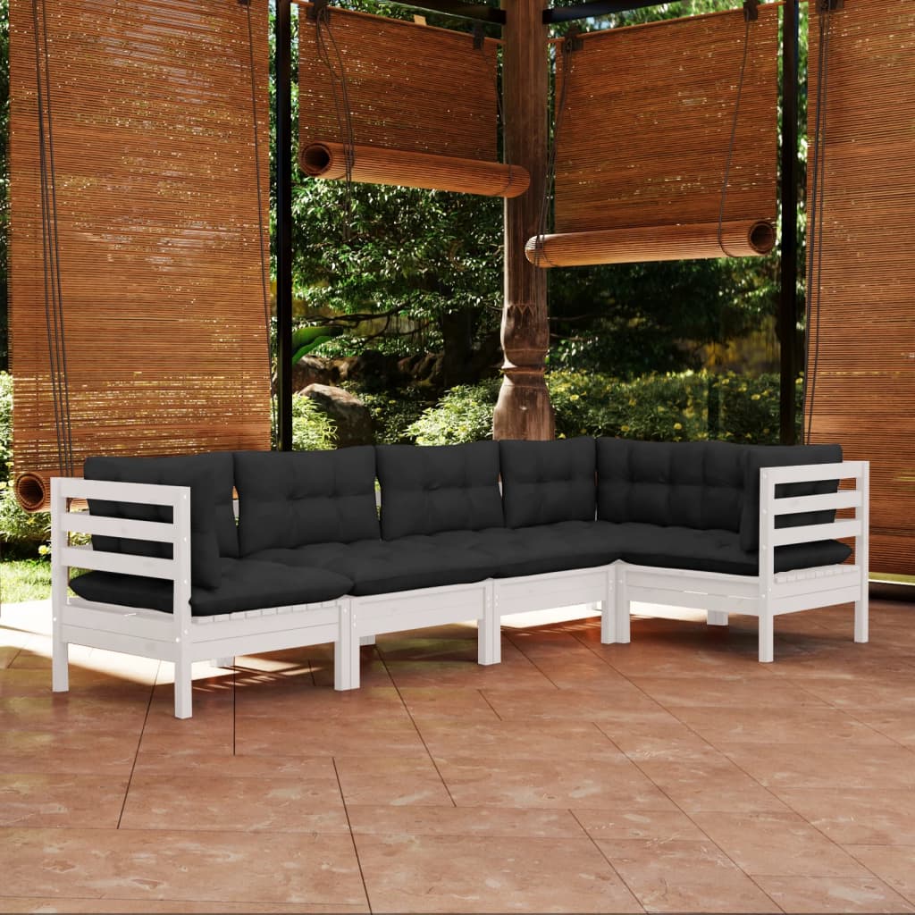 Solid Pinewood Patio Lounge Set 5 Piece with Cushions Multi Colors VidaXL