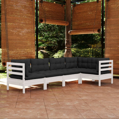 Solid Pinewood Patio Lounge Set 5 Piece with Cushions Multi Colors VidaXL