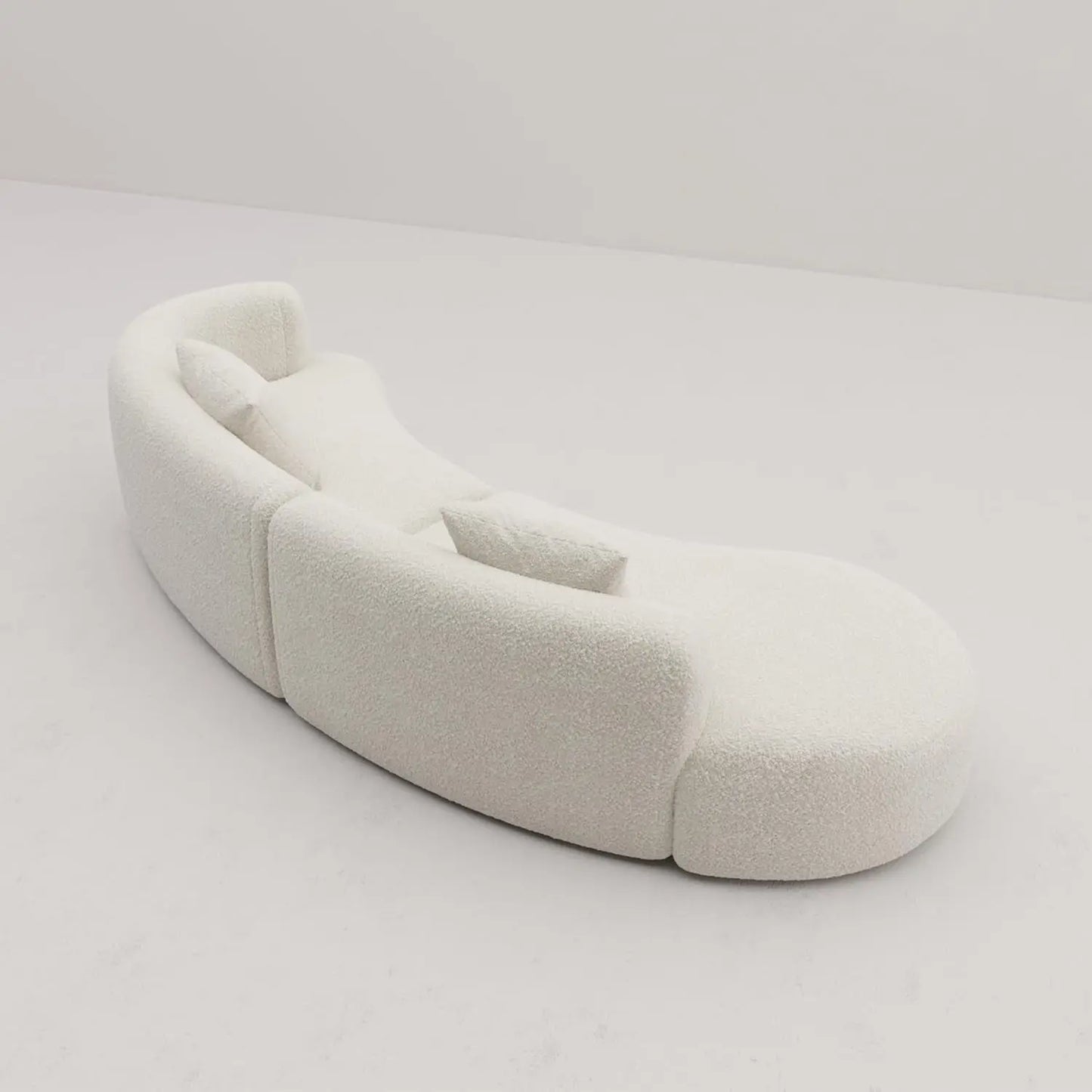 White Boucle Curved Sectional Sofa Modular Living Room ShipItFurniture