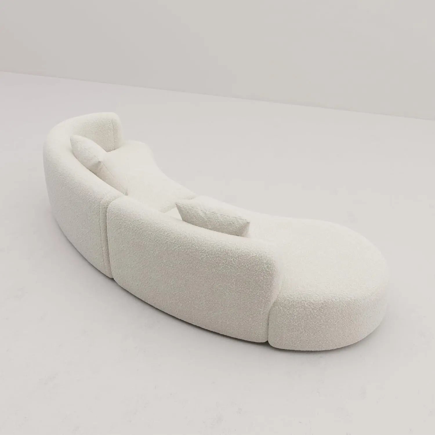 White Boucle Curved Sectional Sofa Modular Living Room ShipItFurniture