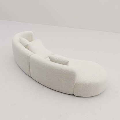 White Boucle Curved Sectional Sofa Modular Living Room ShipItFurniture