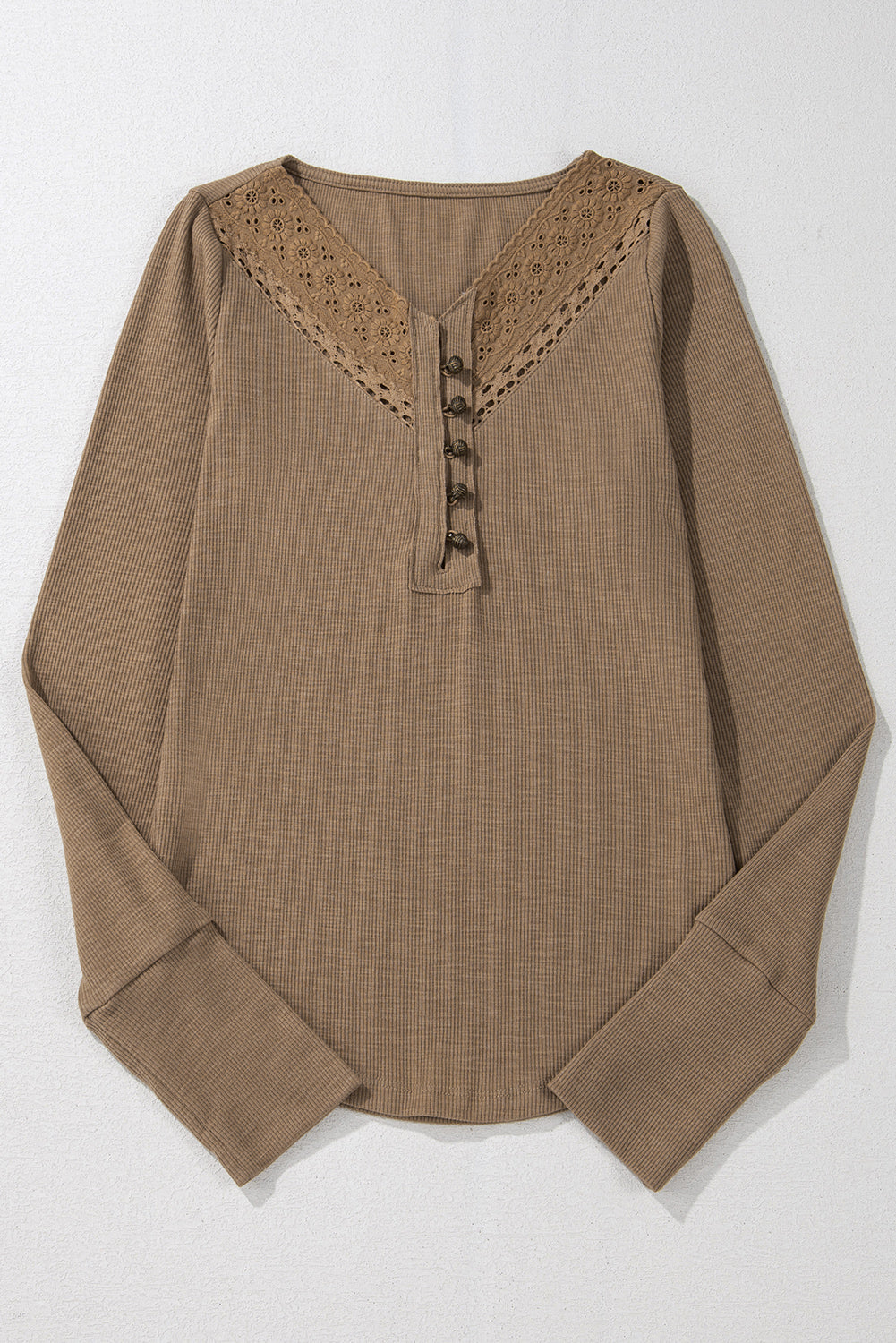 Khaleesi anglaise Broider Ribbed Long Sleeve Top