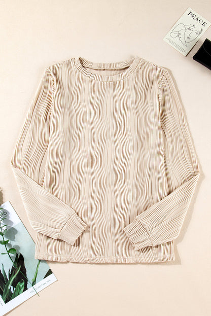 Ariana Texture Drop Shoulder Long Sleeve Top