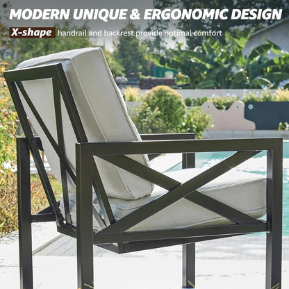 Outdoor Patio Furniture 4 Pieces Set, Modern Patio Conversation Sets, Outdoor Sectional Metal Sofa with 5.5 Inch Cushion and Coffee Table for Balcony, Garden-3