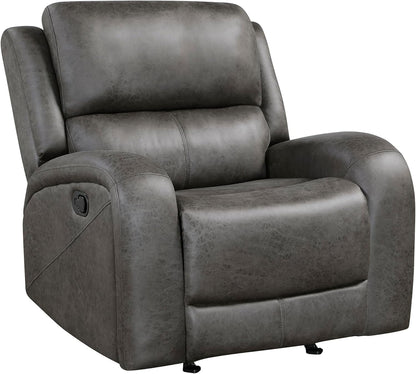 Grey Rocker Recliner Chair With Manual Recline Living Room ShipItFurniture
