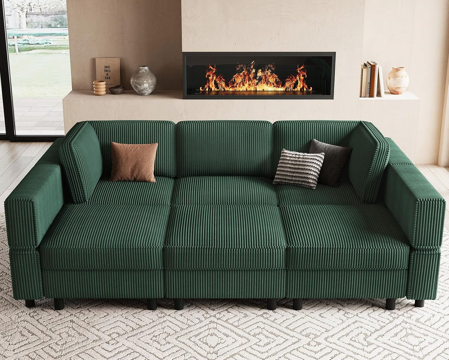 Green Modular Sectional Sofa Featuring Deep Storage ShipItFurniture