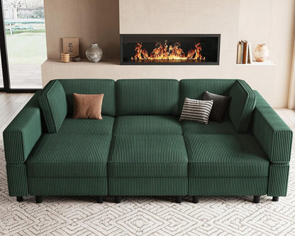 Green Modular Sectional Sofa Featuring Deep Storage ShipItFurniture