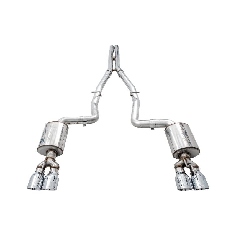 AWE Tuning 2015+ Dodge Challenger 6.4L/6.2L Non-Resonated Touring Edition Exhaust - Quad Silver Tips NP Motorsports