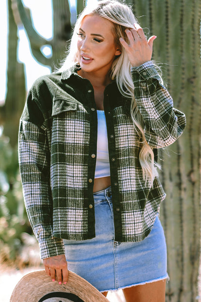 Emma Snap Colorblock Plaid Shacket