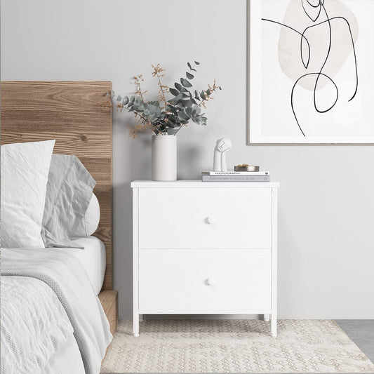 White Nightstands with 2 Drawers ShipItFurniture