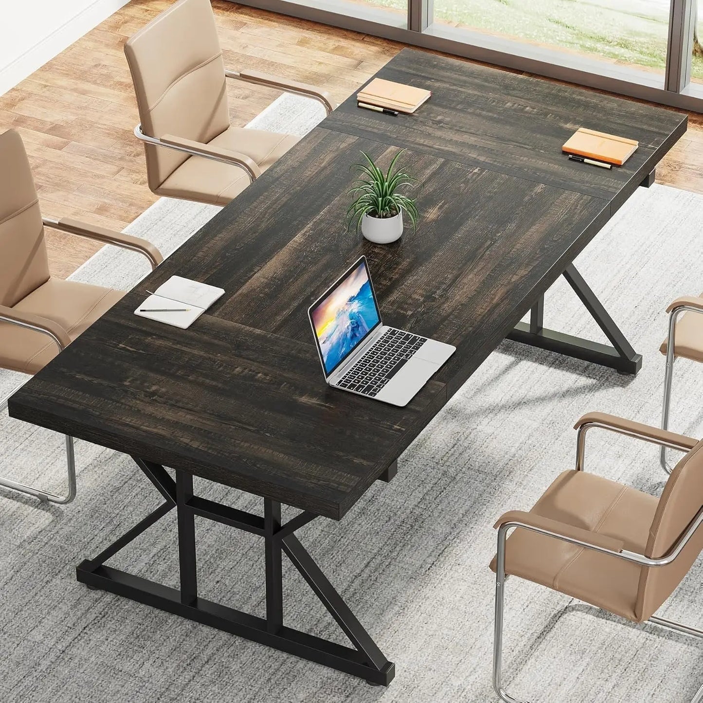70.8 Inch Executive Desk Black Oak Office Desk Home Office ShipItFurniture