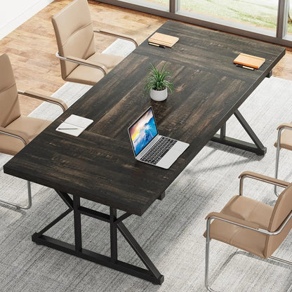 70.8 Inch Executive Desk Black Oak Office Desk Home Office ShipItFurniture