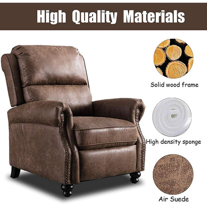 Pushback Recliner Chair Leather Rivet Decoration Chocolate ShipItFurniture