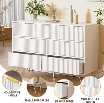 White Dresser 47 Inch Wide Modern Storage With Drawers ShipItFurniture