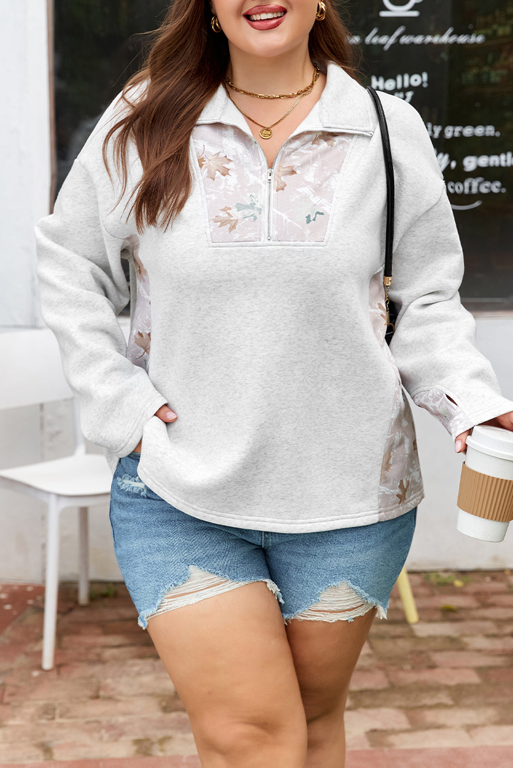 Olivia Patchwork Zipped Collar Pullover