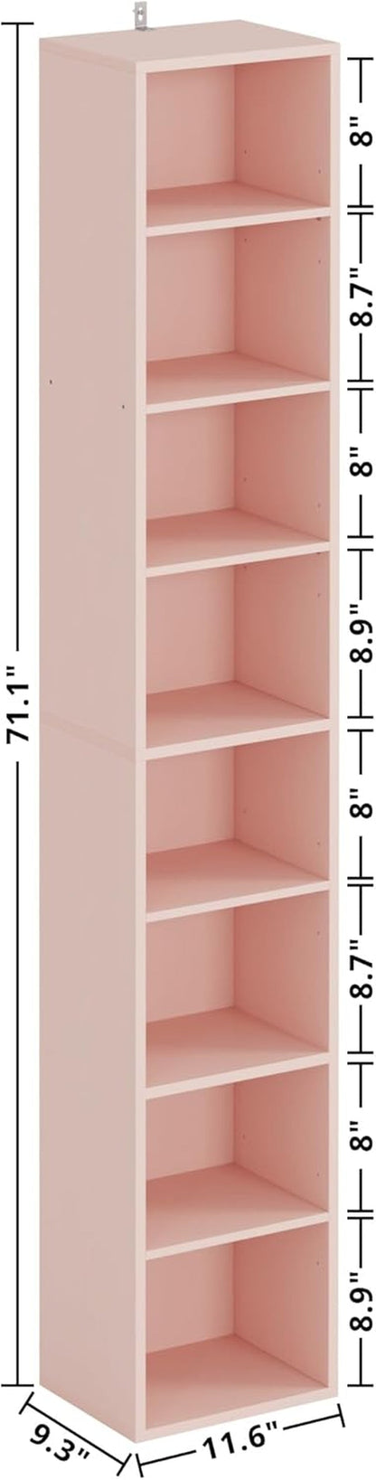 Tall Narrow Eight Tier Corner Bookcase For Home Office ShipItFurniture