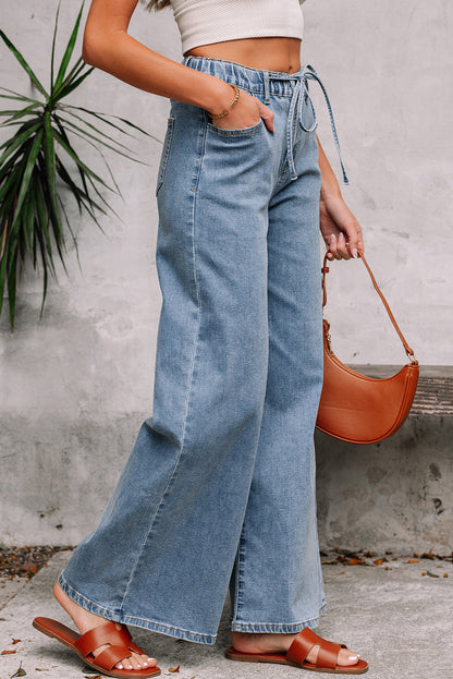 Zoe Medium Wash Super Wide Leg Denim Pants