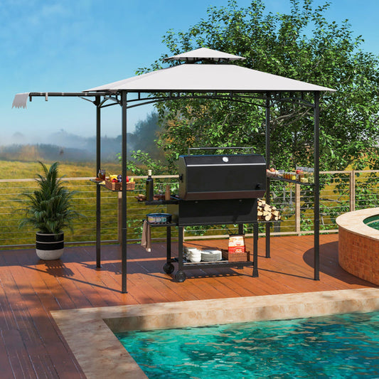 11 X 5 FT Grill Gazebo with Side Awning and Double-Tiered Top ShipItFurniture