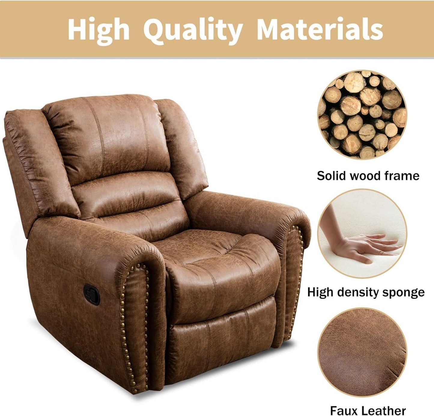 Leather Recliner Chairs Set 2 Nut Brown Manual Recliners ShipItFurniture