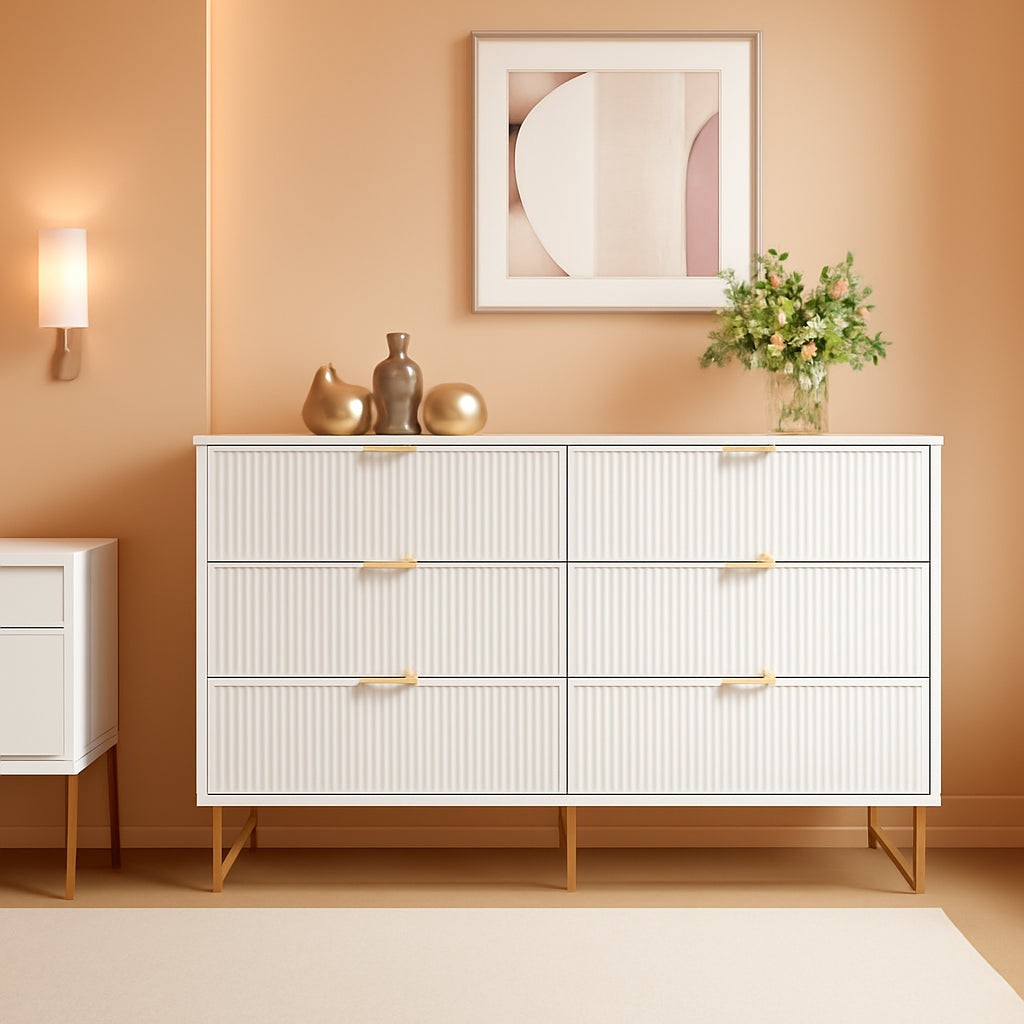 White Dresser 47 Inch Wide Modern Storage With Drawers ShipItFurniture