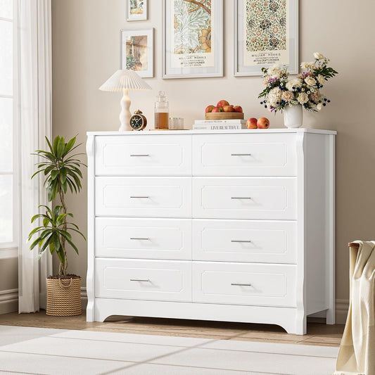 White Dresser with 8 Deep Drawers ShipItFurniture