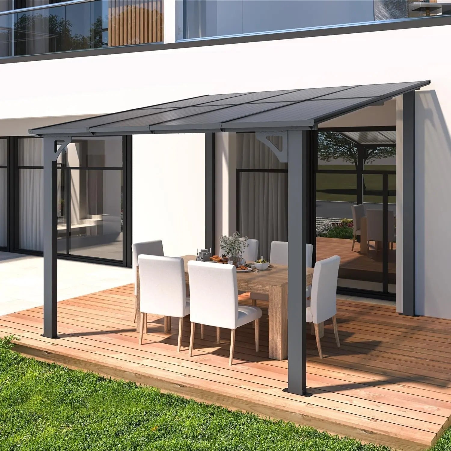 8x8 Waterproof Wall Mounted Lean To Gazebo for Patio - Get it from Bo