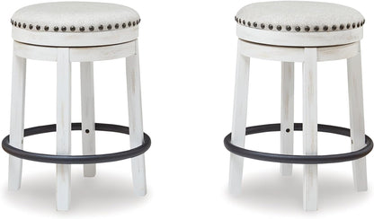 Valebeck 24Inch Counter Height Swivel Stool White Black ShipItFurniture