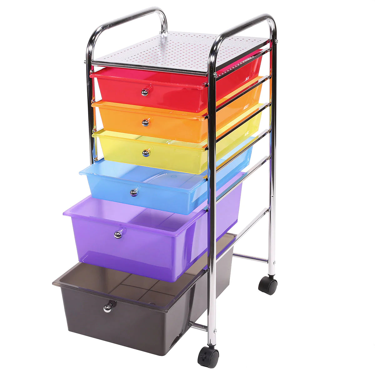 Barton 6 Drawer Rolling Organizer Cart Color Utility Mobile Trolley Chrome