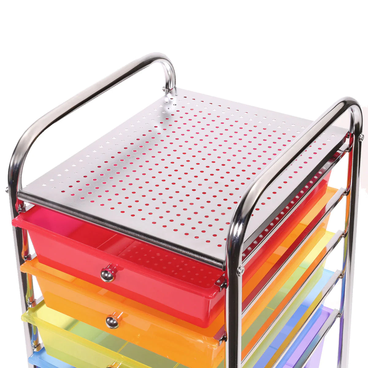 Barton 6 Drawer Rolling Organizer Cart Color Utility Mobile Trolley Chrome