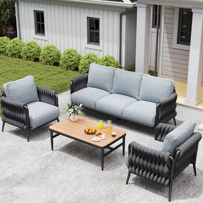 Stylish Outdoor Patio Furniture Set with Waterproof Cushions-0