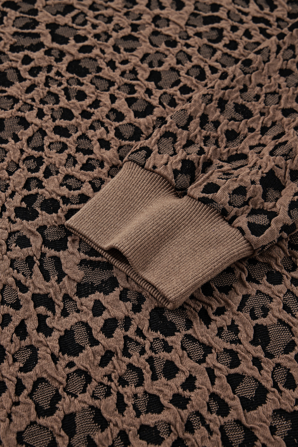 Annie Ribbed Trim Leopard Top Threaded Pear