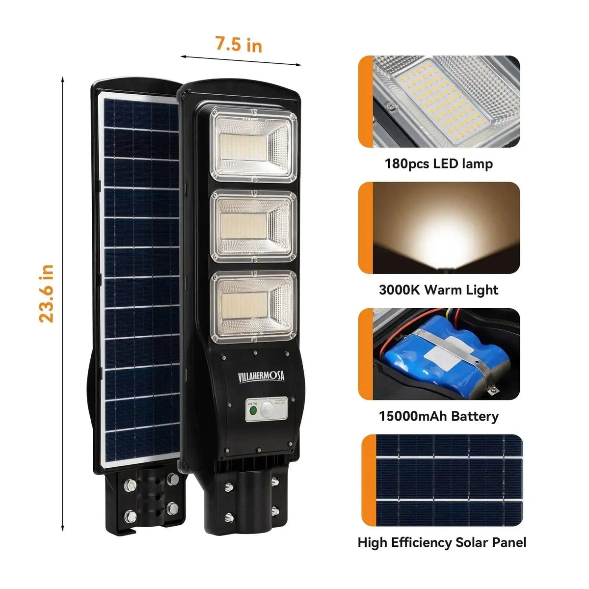 90W 120W Solar Street LED Lights - Warm White/ White - Get it from Bo