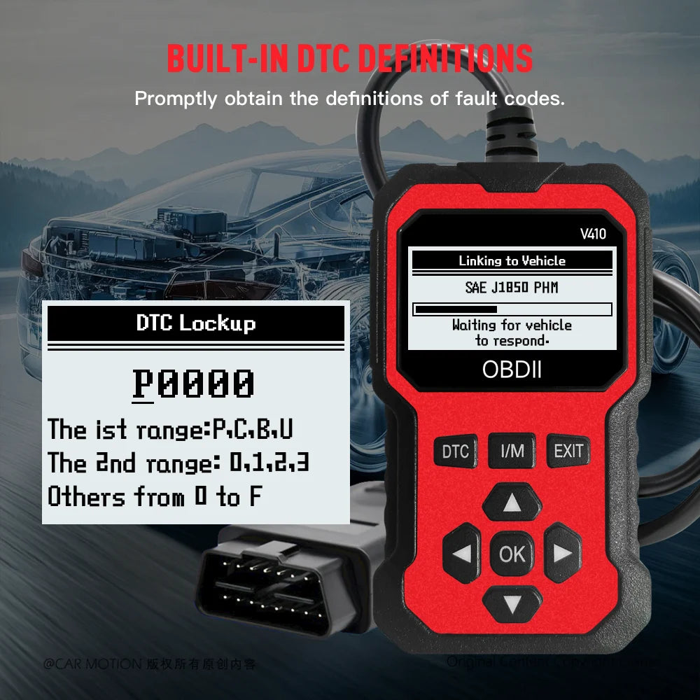 Car OBDII Scanner Diagnostic Tool Code Reader Engine Fault Code