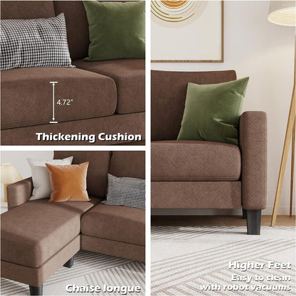 Upholstered Sectional Sofa With Reversible Chaise 77.55 Inch ShipItFurniture