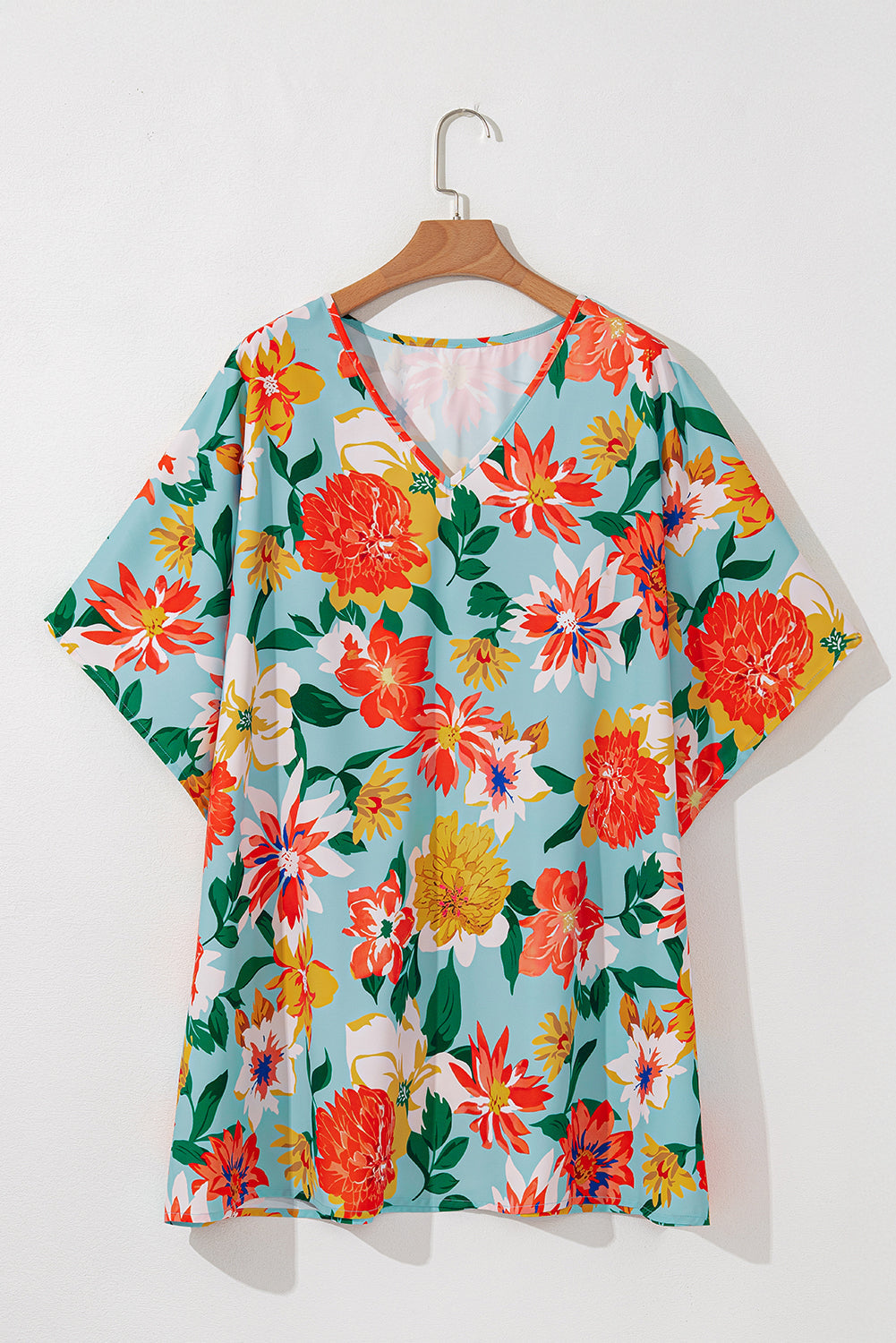 Jane Plus Size Floral V Neck Batwing Blouse - Get it from Bo