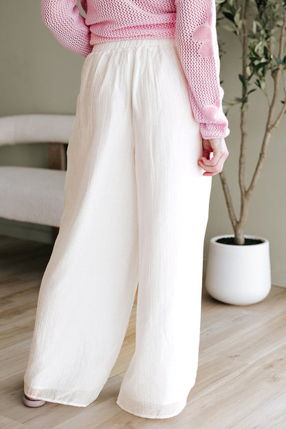Jessie Casual Tie Waist Pleated Wide Leg Pants