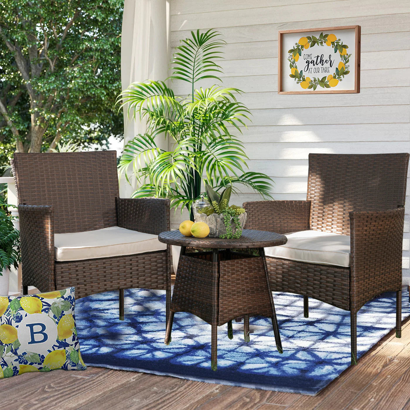 outdoor furniture, 3pc wicker