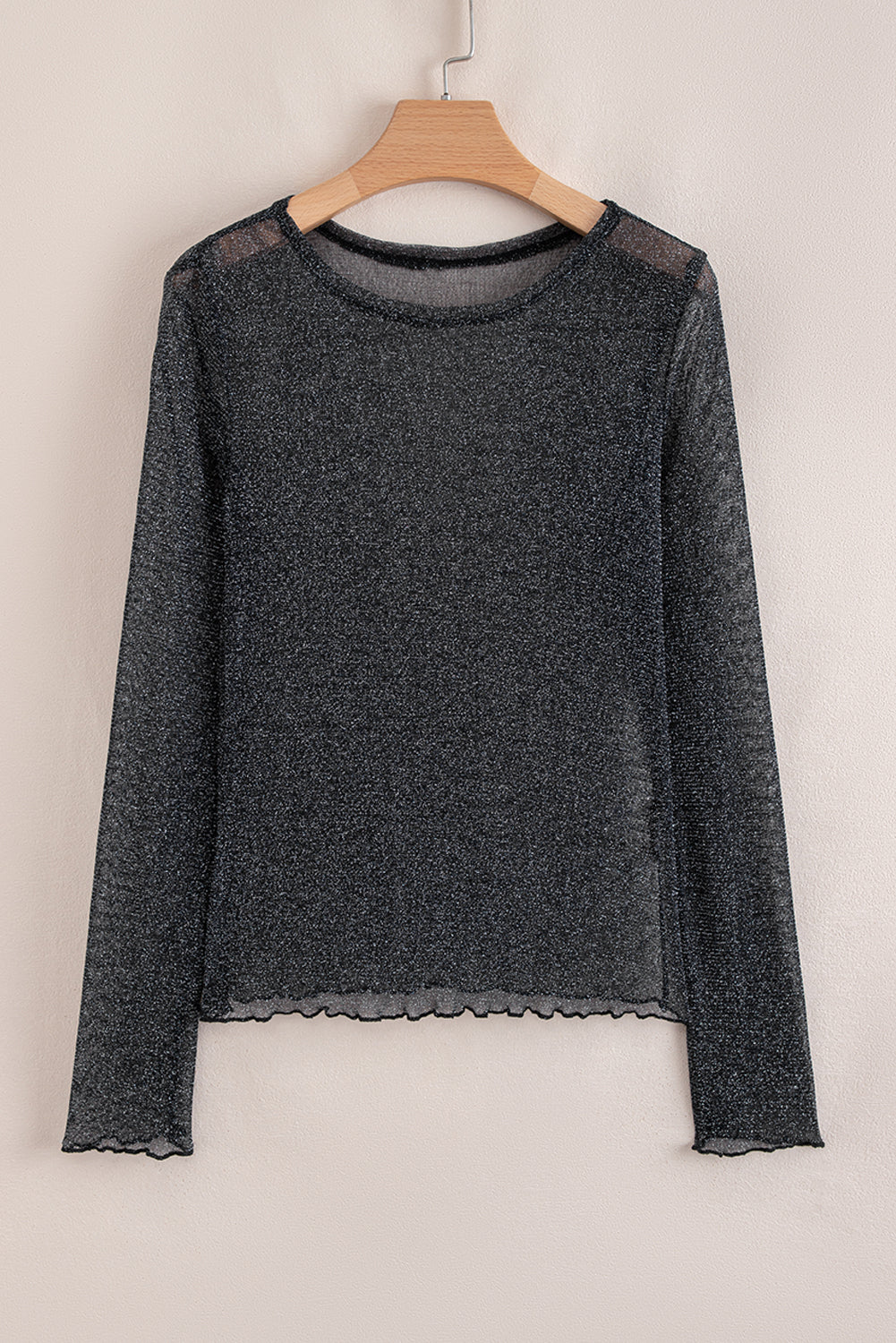 Serenity Metallic Glitter Mesh Long Sleeve Top Threaded Pear