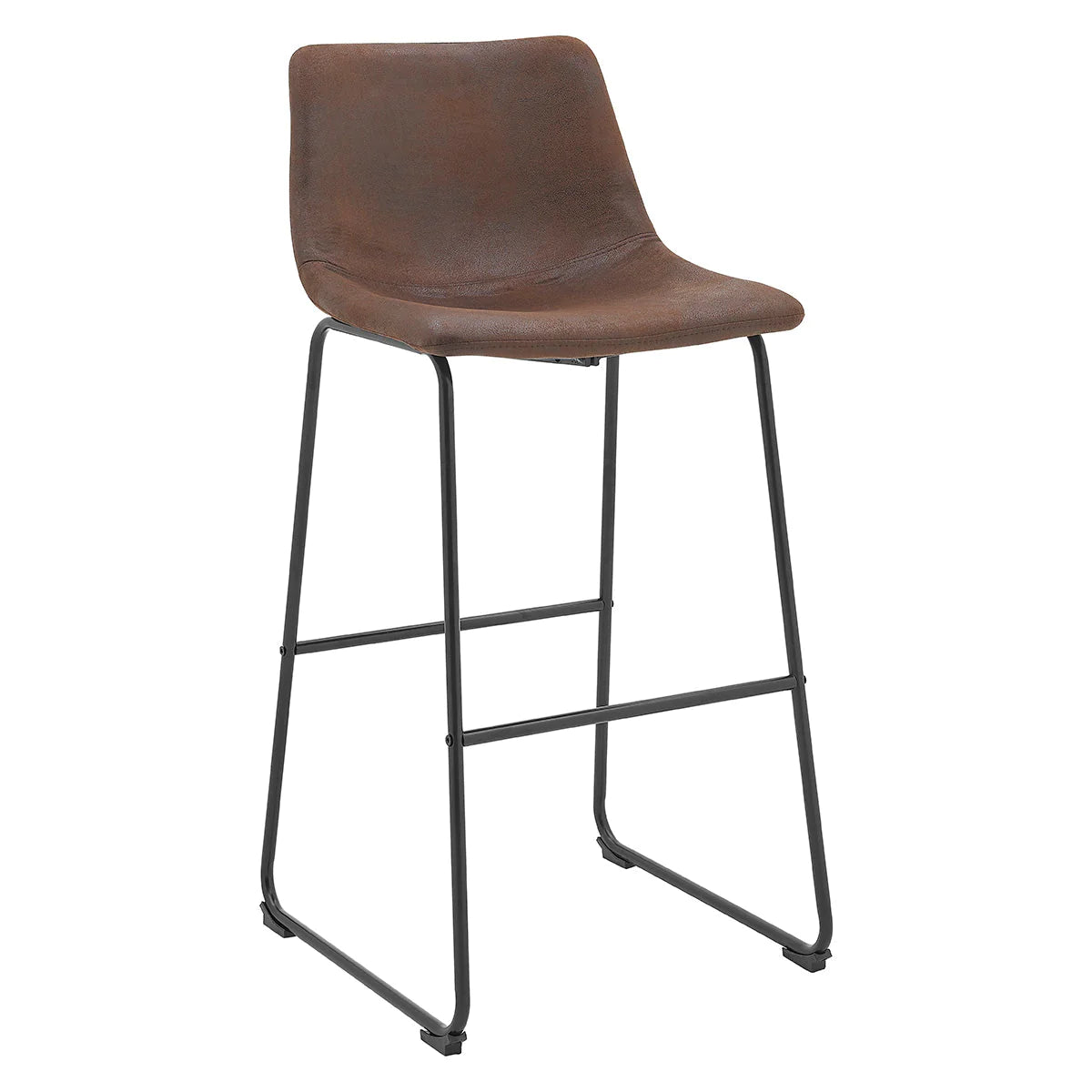 Barton 2-Pieces Bar Stools Myrick Back 30" Kitchen Counter Height, Rustic Brown