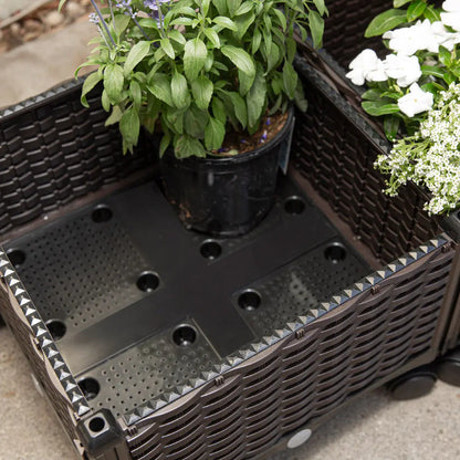 Barton 2 Pieces Rolling Garden Bed Brown Plastic w/Self-Watering Design Outdoor Barton