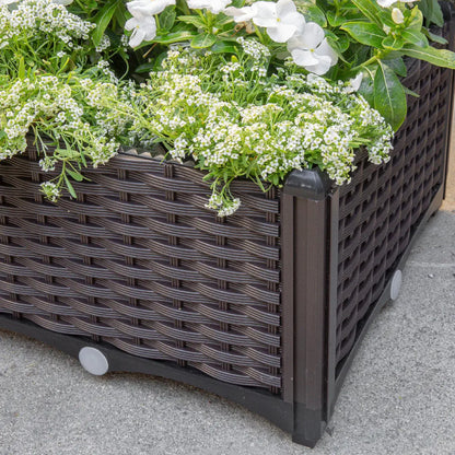 Barton 2 Pieces Raised Garden Bed Brown Plastic w/Self-Watering Design Outdoor Barton