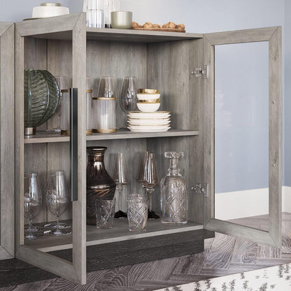 Grey Glass Doors Buffet Cabinet For Dining Room And Living Room ShipItFurniture