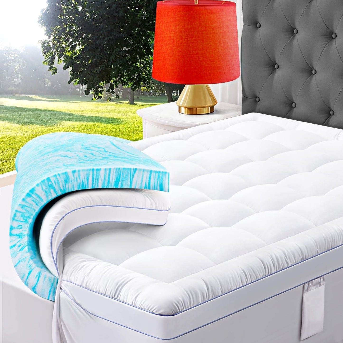 Queen Size Dual Layer Memory Foam Mattress Topper