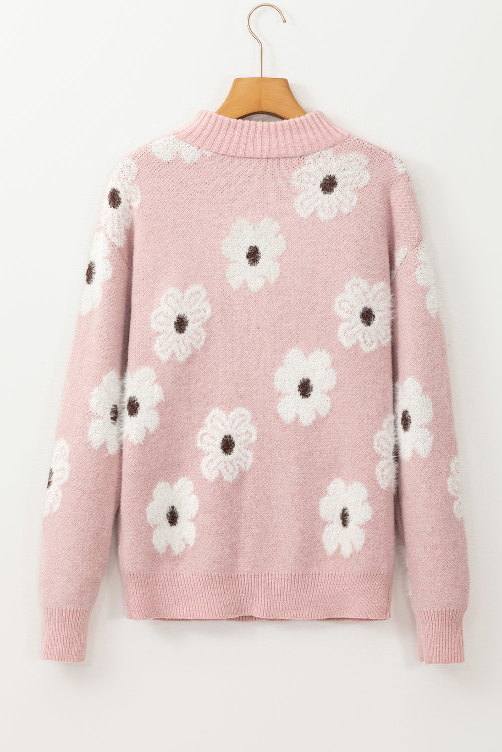 Maria Floral Half Zip Drop Shoulder Sweater Threaded Pear