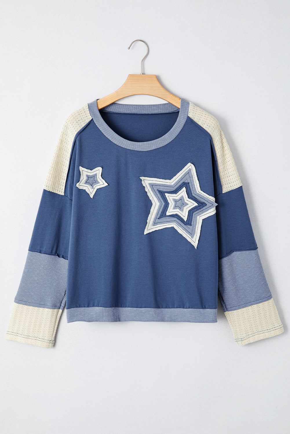 Natalie Knitted Star Patchwork Oversize Top Threaded Pear