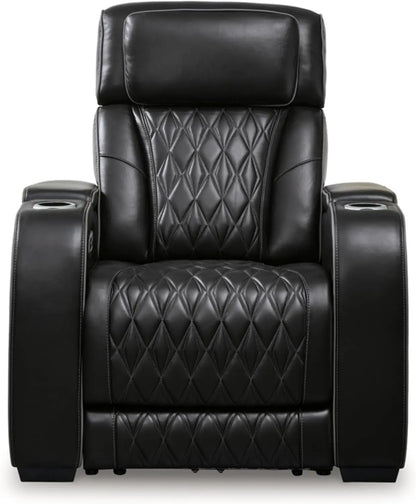 Black Leather Power Recliner With Adjustable Headrest ShipItFurniture