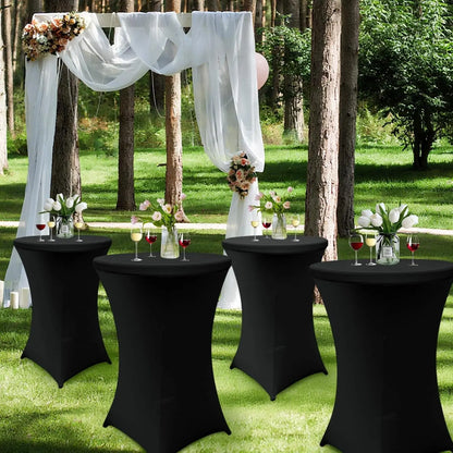 32-Inch Round Folding High Top Cocktail Tables with Black Spandex Covers, Set of 2-4