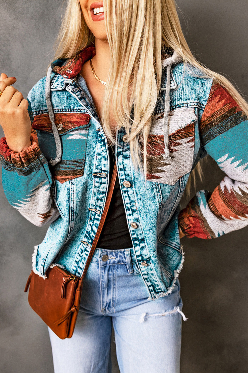 Emily Print Frayed Hem Jacket