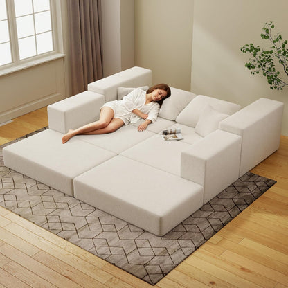 Beige Modular Sectional Sofa With Reversible Chaise ShipItFurniture
