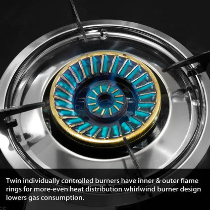 Barton 30,000 BTU Dual Burner Stove with Auto Ignition Glass Top Stove Barton